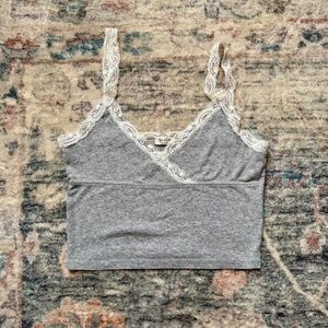Brandy Melville Gray Lace Tank Top